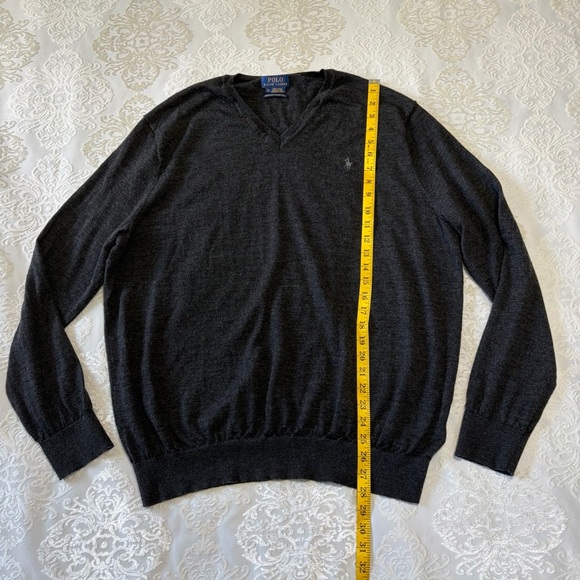 Polo Ralph Lauren 100% Merino Wool V-Neck Sweater Charcoal Grey Size XXL - Picture 4 of 8
